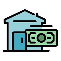 Save house money icon. Outline save house money vector icon color flat isolated