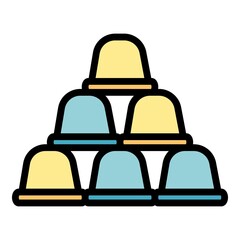 Coffee capsules icon. Outline coffee capsules vector icon color flat isolated