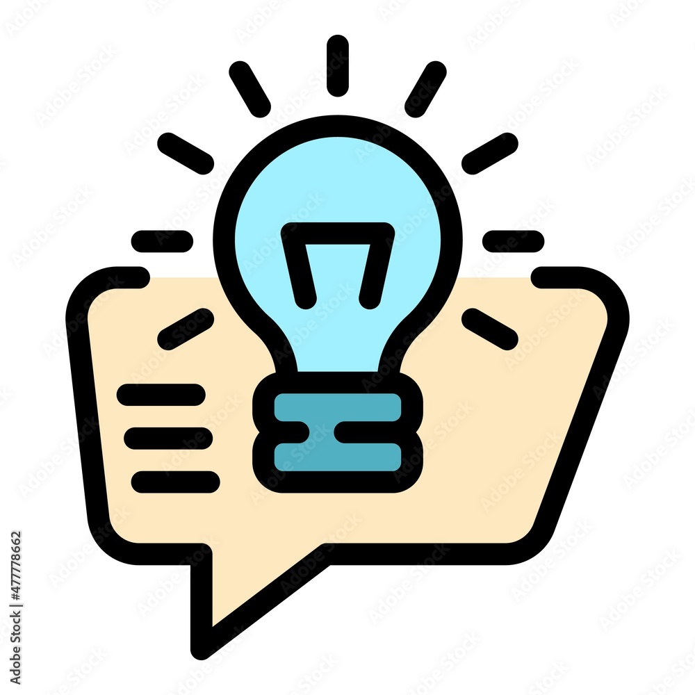 Poster idea bulb chat icon. outline idea bulb chat vector icon color flat isolated