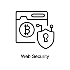 Web Security vector outline icon for web isolated on white background EPS 10 file