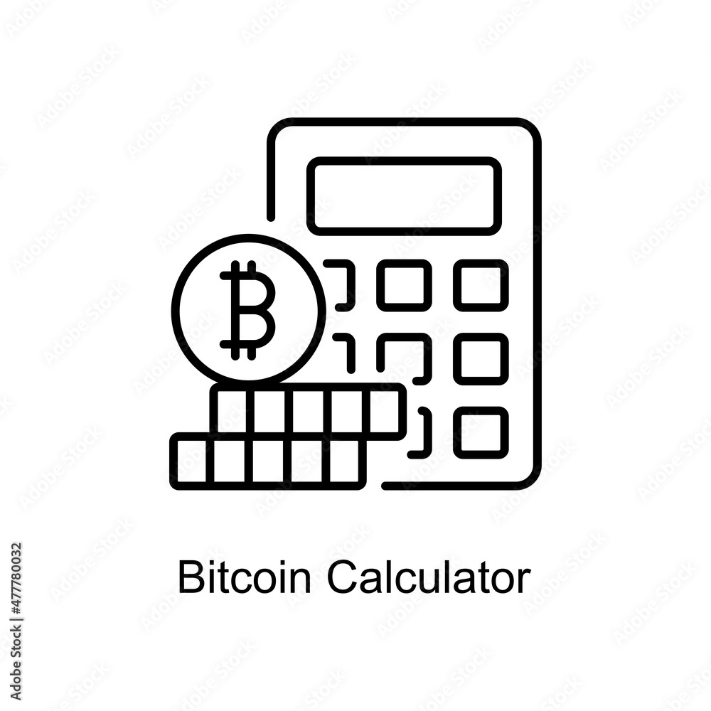 Poster bitcoin calculator vector outline icon for web isolated on white background eps 10 file