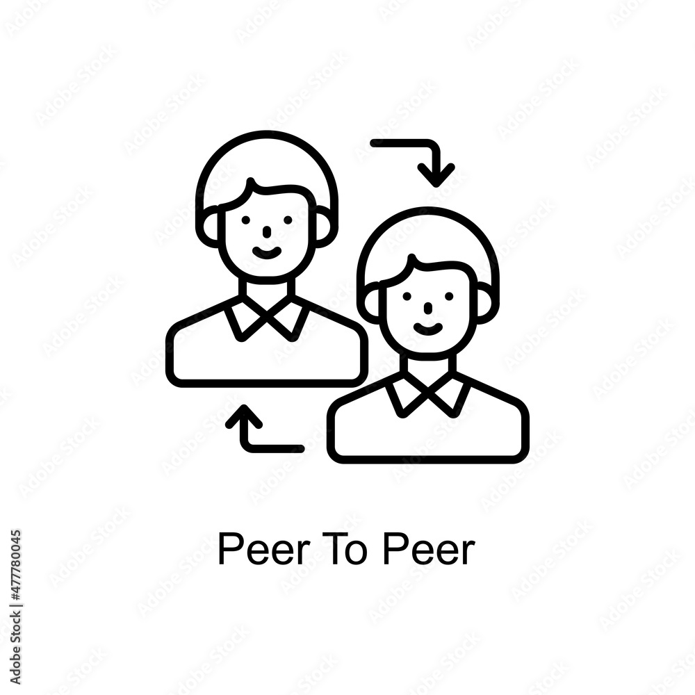 Aufkleber peer to peer vector outline icon for web isolated on white background eps 10 file