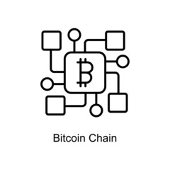 Bitcoin Chain vector outline icon for web isolated on white background EPS 10 file