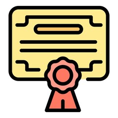 Market certificate icon. Outline market certificate vector icon color flat isolated