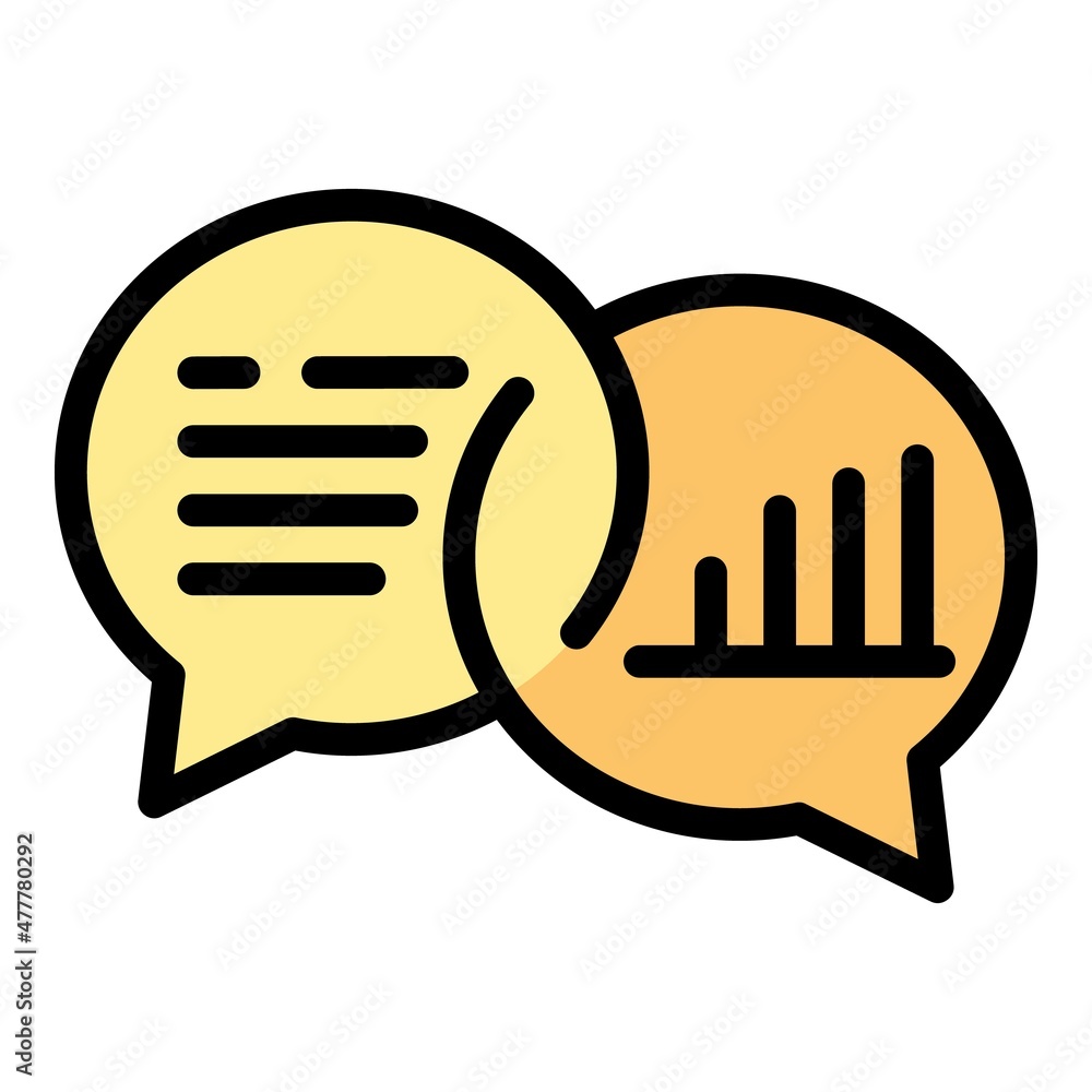 Wall mural Business market chat icon. Outline business market chat vector icon color flat isolated - Wall murals