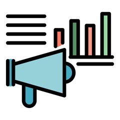 Advertise market icon. Outline advertise market vector icon color flat isolated