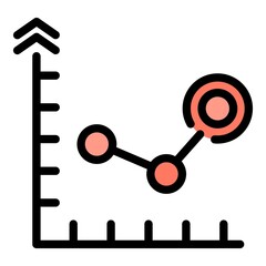 Market forecast chart icon. Outline market forecast chart vector icon thin line color flat on white