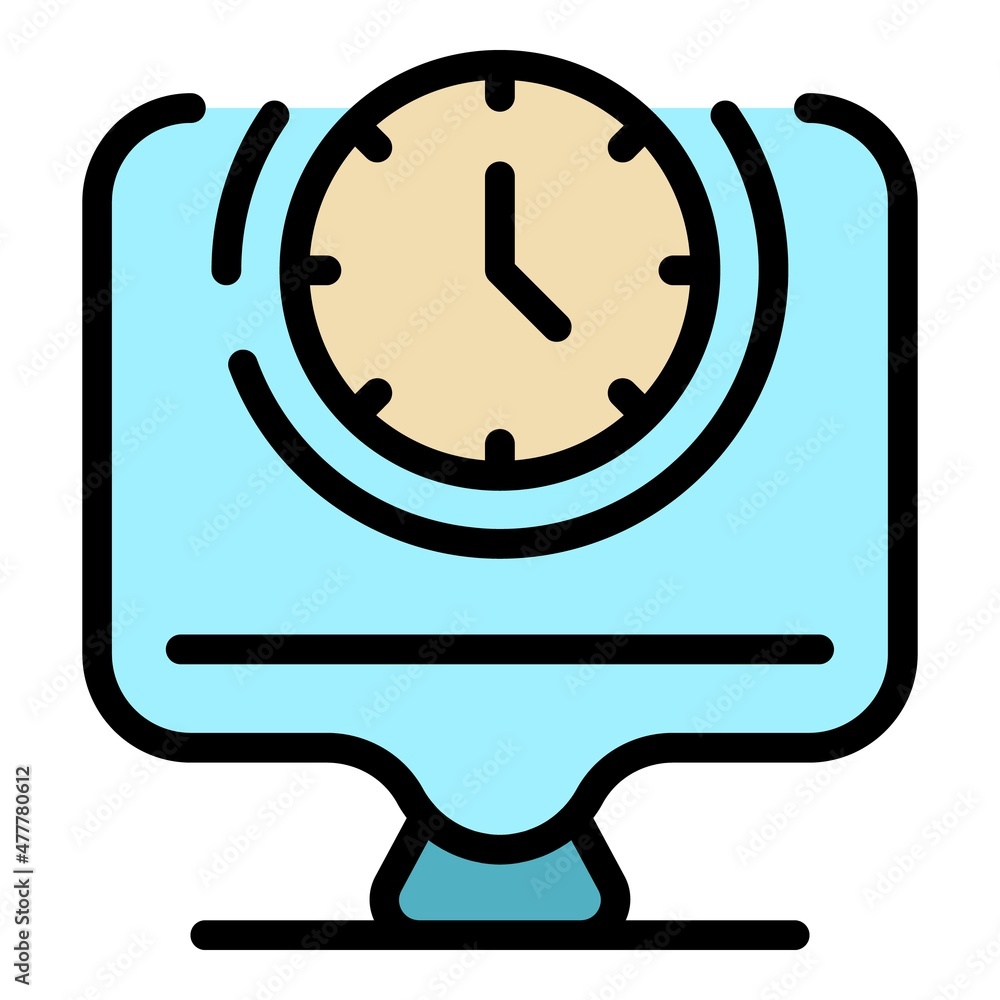 Poster monitor working hours icon. outline monitor working hours vector icon color flat isolated