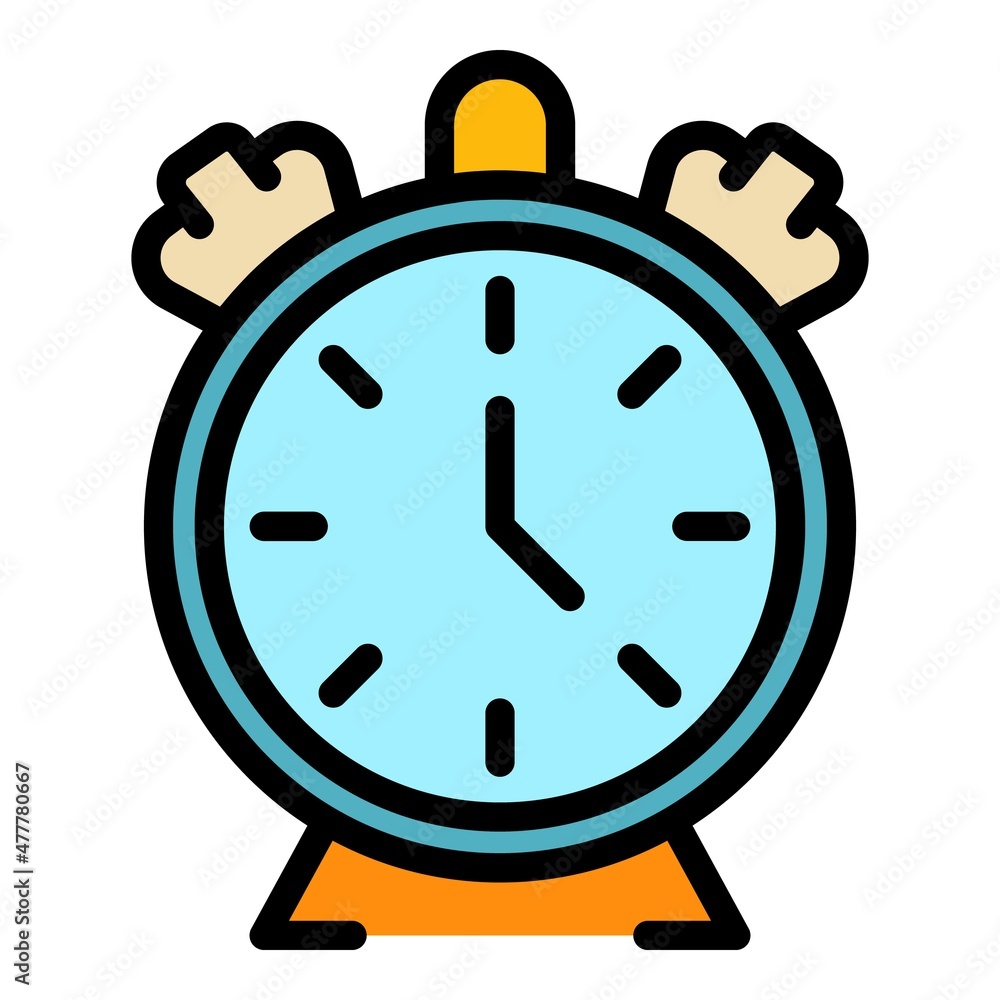Poster table clock icon. outline table clock vector icon color flat isolated