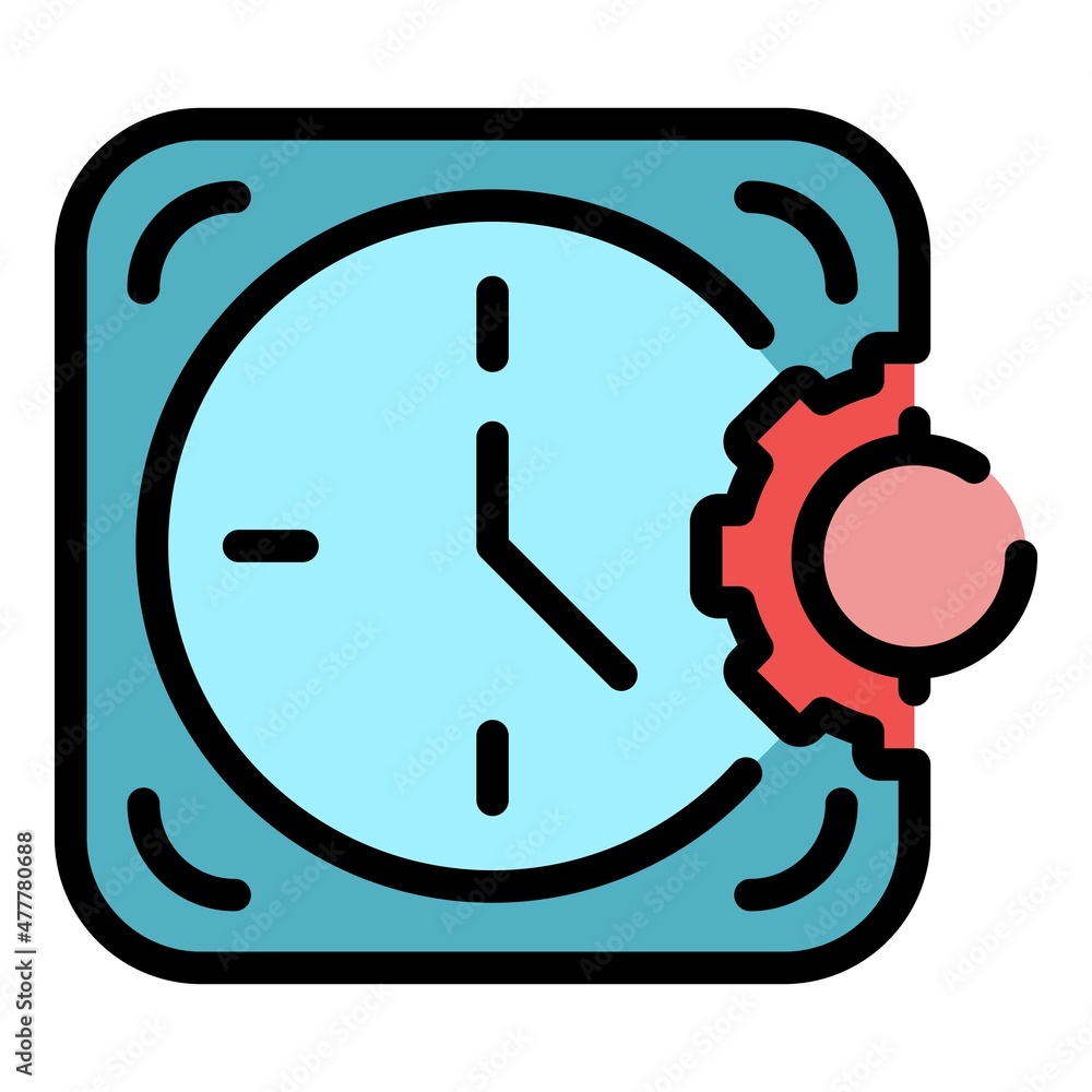 Poster set working hoursicon. outline set working hoursvector icon color flat isolated