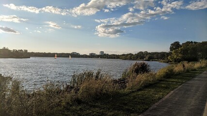sunset over the lake