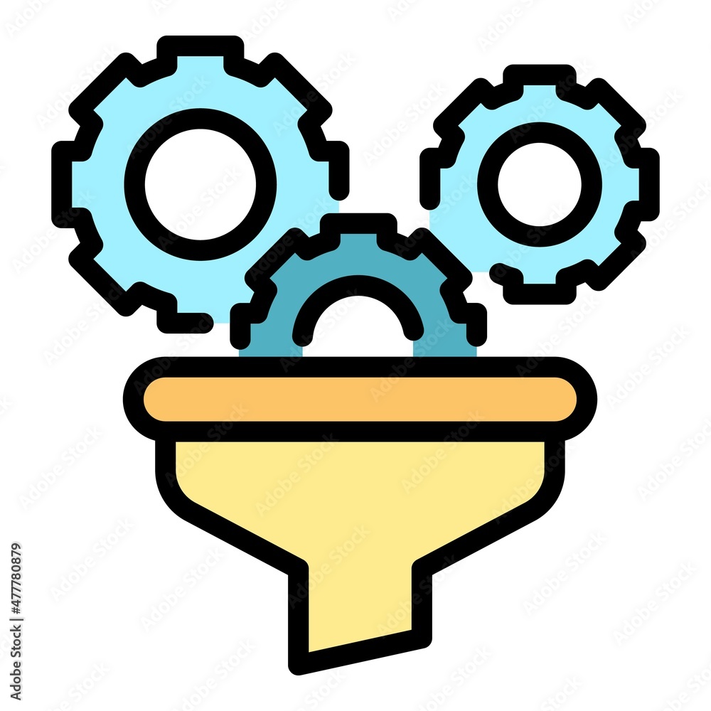 Poster funnel setting icon. outline funnel setting vector icon color flat isolated