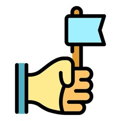 Donate contribution icon. Outline donate contribution vector icon color flat isolated