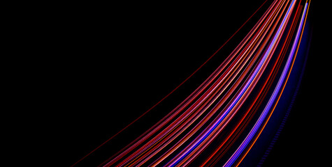 Night road lights. Lights of moving cars at night. long exposure red, blue, green