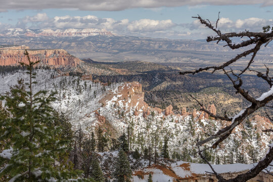 Aerial view of the valley after the first snow.