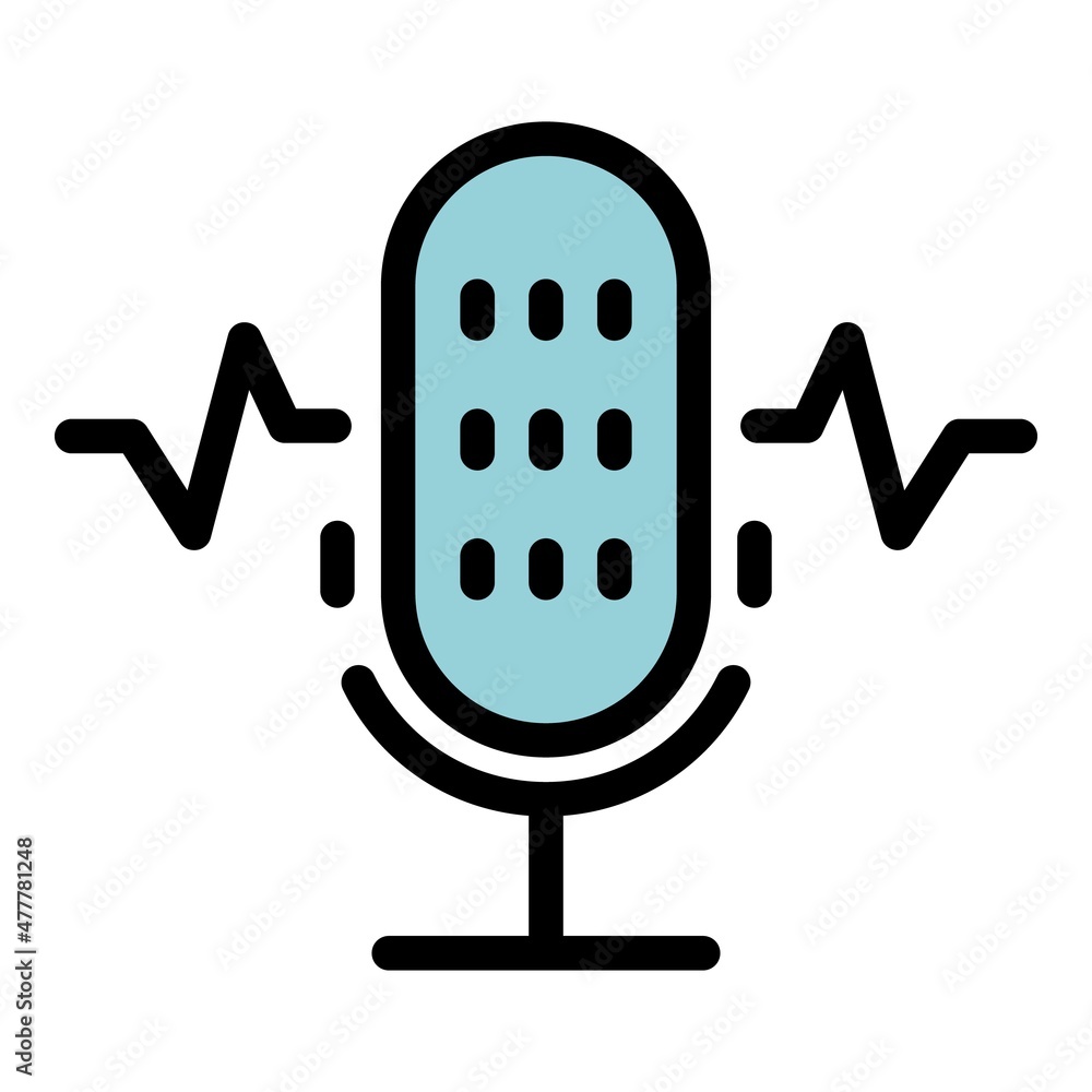 Aufkleber recording microphone icon. outline recording microphone vector icon color flat isolated