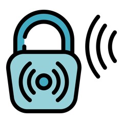 Lock voice recognition icon. Outline lock voice recognition vector icon color flat isolated