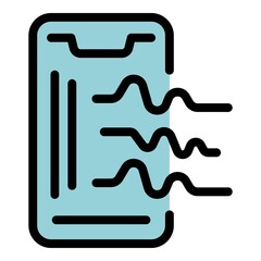 Device speech recognition icon. Outline device speech recognition vector icon color flat isolated