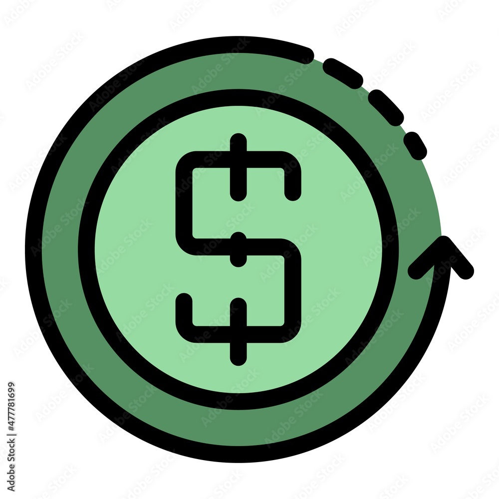 Poster dollar refresh icon. outline dollar refresh vector icon color flat isolated