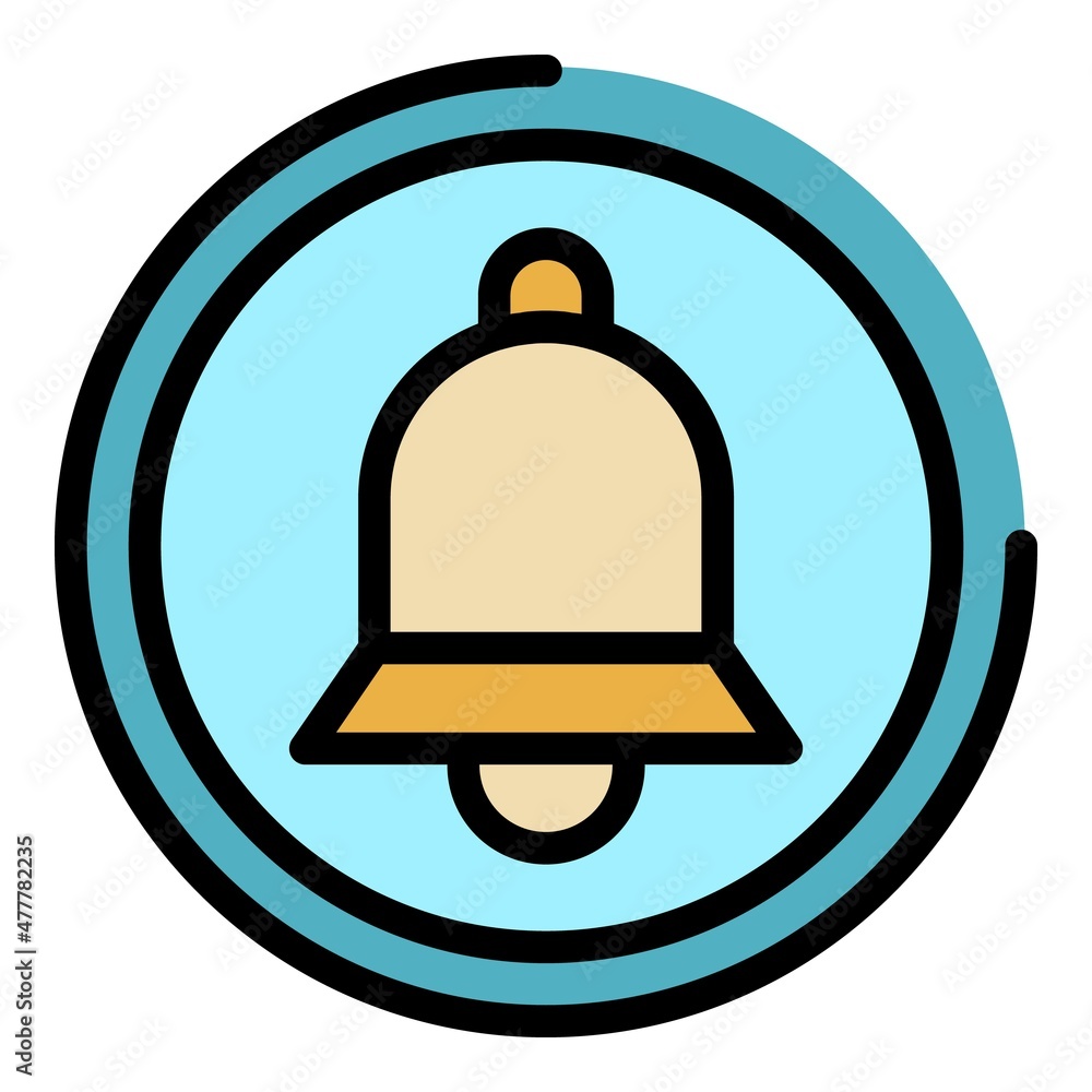 Poster click subscribe bell icon. outline click subscribe bell vector icon color flat isolated