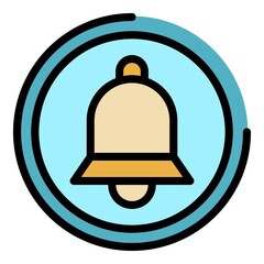 Click subscribe bell icon. Outline click subscribe bell vector icon color flat isolated