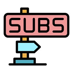 Subscribe indicator icon. Outline subscribe indicator vector icon color flat isolated