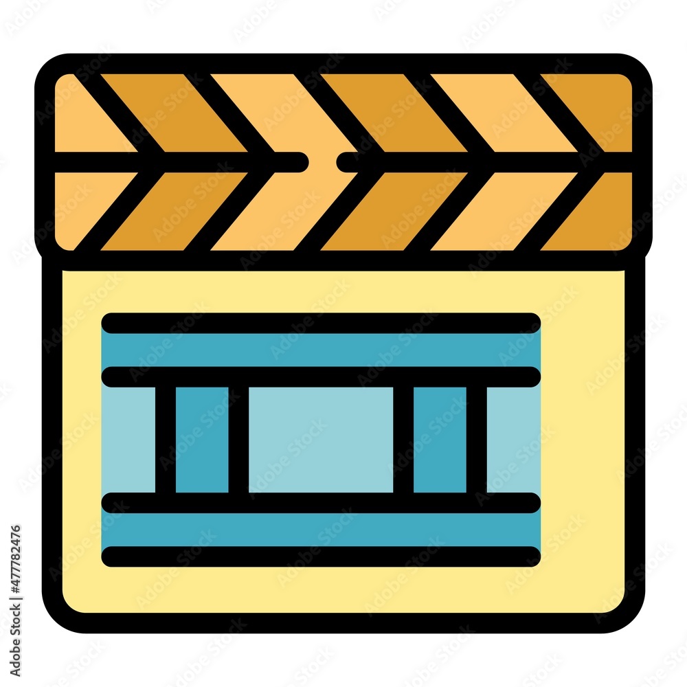 Poster project clapper icon. outline project clapper vector icon color flat isolated