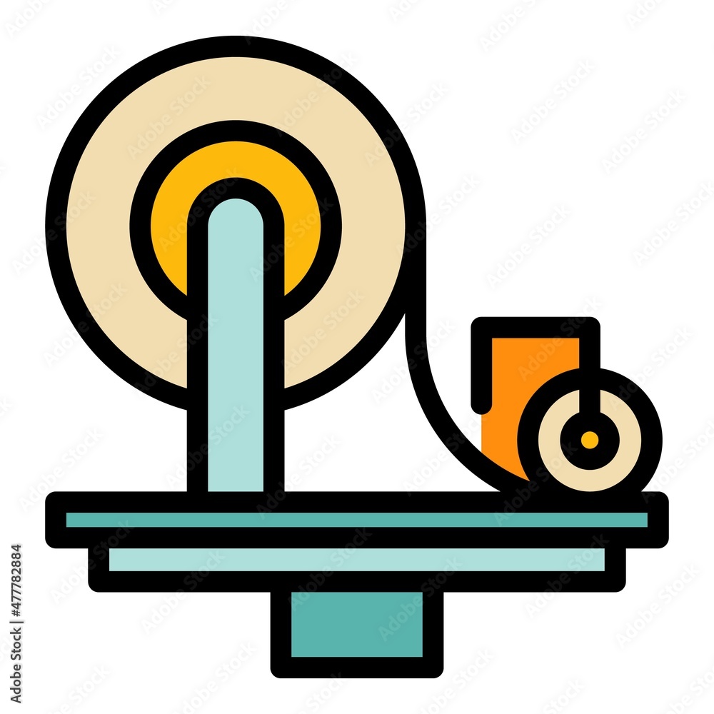 Poster paper production machine icon. outline paper production machine vector icon color flat isolated