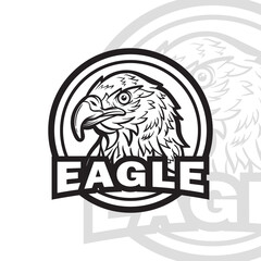 eagle head mascot black and white emblem logo design
