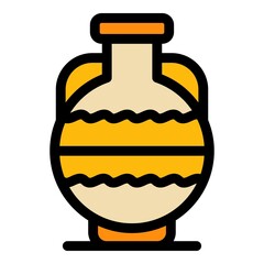 Handmade amphora icon. Outline handmade amphora vector icon color flat isolated