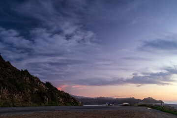 Sunset over Highway 101 on the Pacific Coast near Orick, California, USA