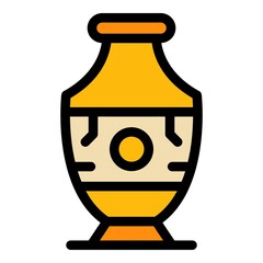 Decorative vase icon. Outline decorative vase vector icon color flat isolated