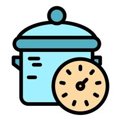 Multicooker icon. Outline multicooker vector icon color flat isolated