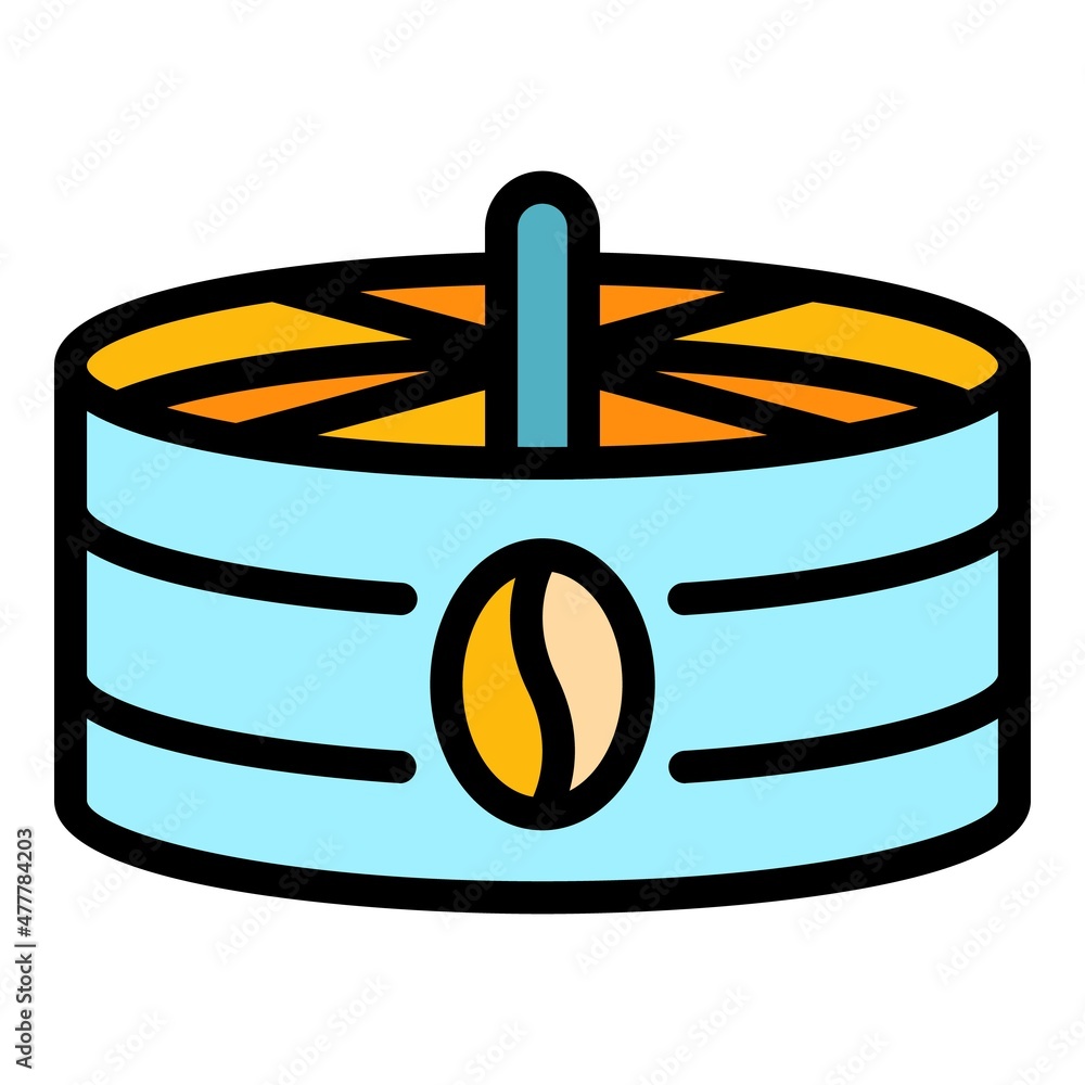 Poster coffee container icon. outline coffee container vector icon color flat isolated
