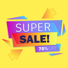 Super discount. Advertising banner. 70% cheaper