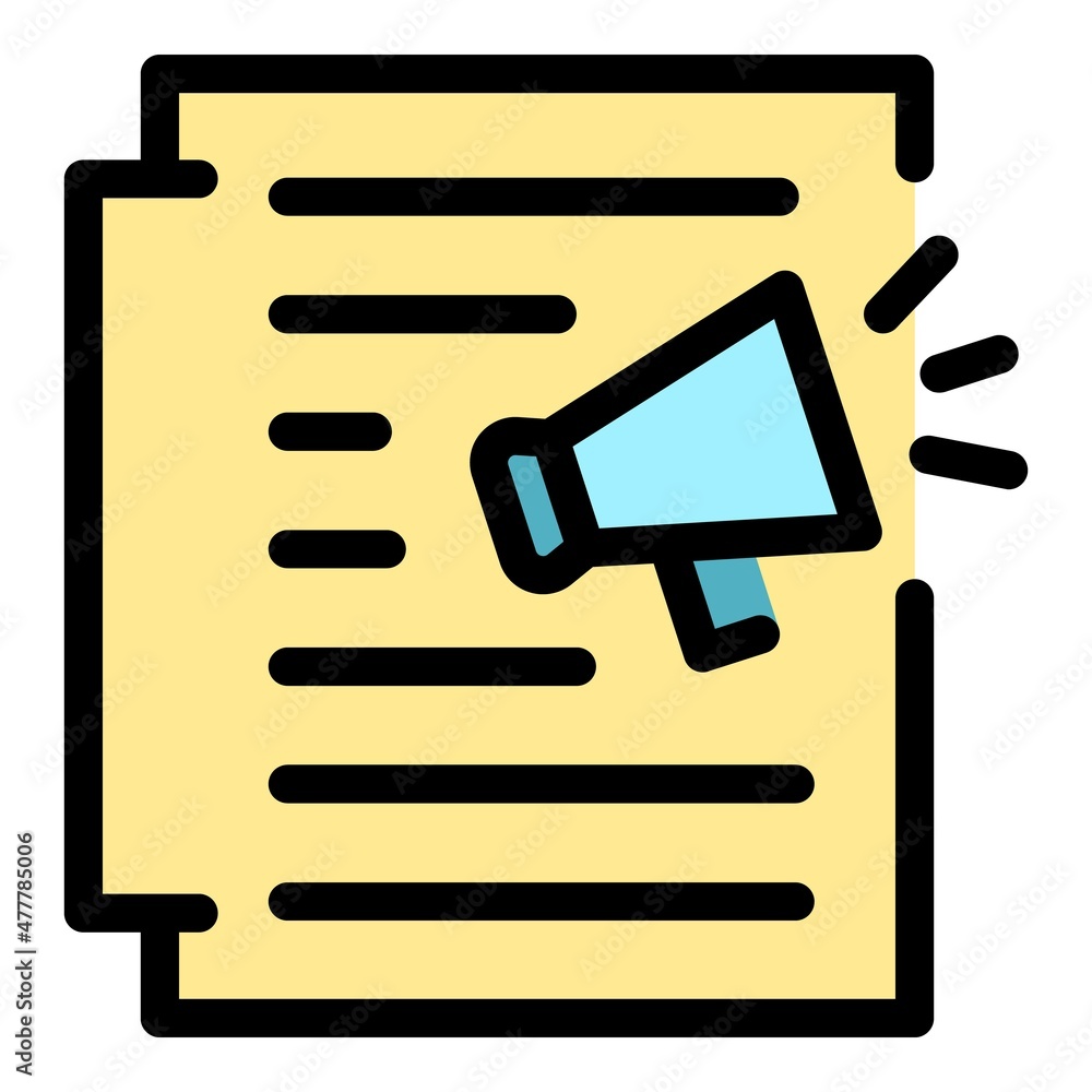 Poster promoting process icon. outline promoting process vector icon color flat isolated