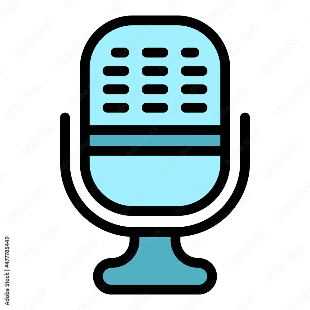 Poster record microphone ads icon. outline record microphone ads vector icon color flat isolated