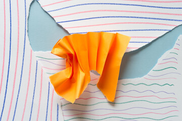 torn paper with field of lines background