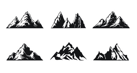 Set Mountain outline images. Vector Illustration and logo.