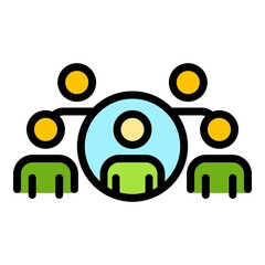 Group target audience icon. Outline group target audience vector icon color flat isolated