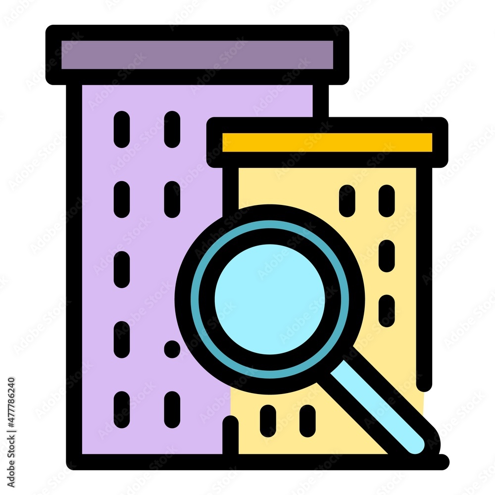 Poster building target audience icon. outline building target audience vector icon color flat isolated