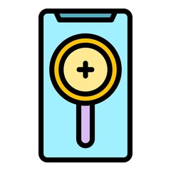 Search phone target audience icon. Outline search phone target audience vector icon color flat isolated