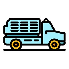 Airport service van icon. Outline airport service van vector icon color flat isolated