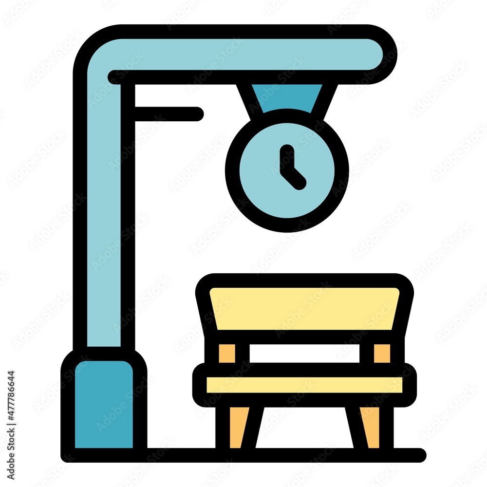 Poster clock station icon. outline clock station vector icon color flat isolated