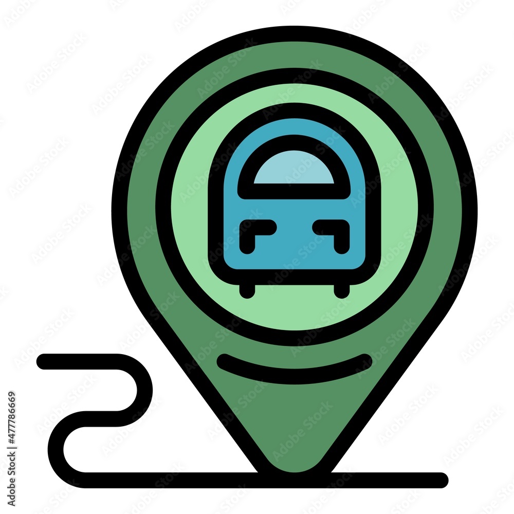 Poster train location icon. outline train location vector icon color flat isolated