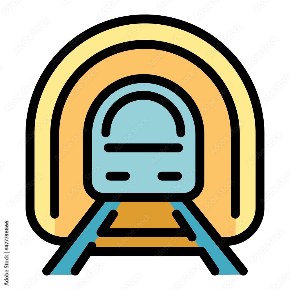 Aufkleber train in tunnel icon. outline train in tunnel vector icon color flat isolated