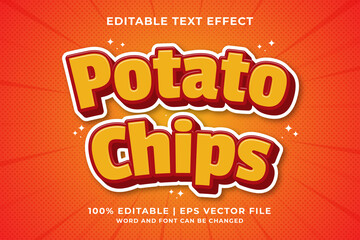 Editable text effect - Potato Chips Cartoon template style premium vector