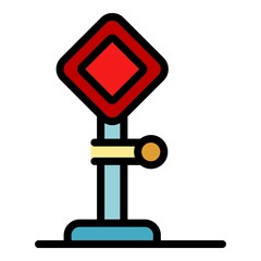 Railroad indicator icon. Outline railroad indicator vector icon color flat isolated