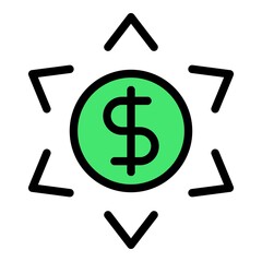 Secure money transfer icon. Outline Secure money transfer vector icon color flat isolated