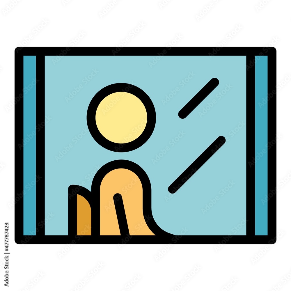 Poster window passenger icon. outline window passenger vector icon color flat isolated